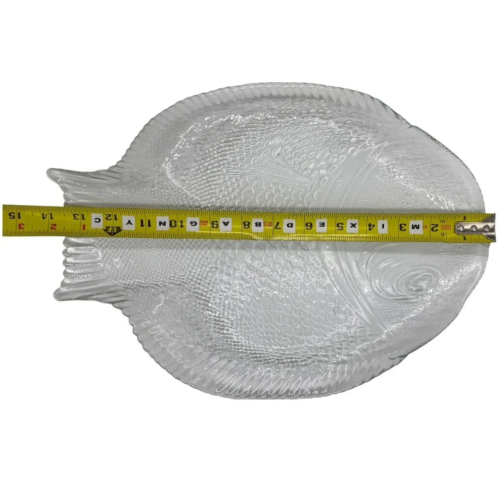 Pasabahce Marine Crystal Clear Glass‎ Fish Shaped Plate Vintage Decor 1980s